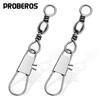PROBEROS 100pcs Metal Fishing Ball Bearing Rolling Swivel, Strong and Secure Line Hook Connector With Interlock Snap