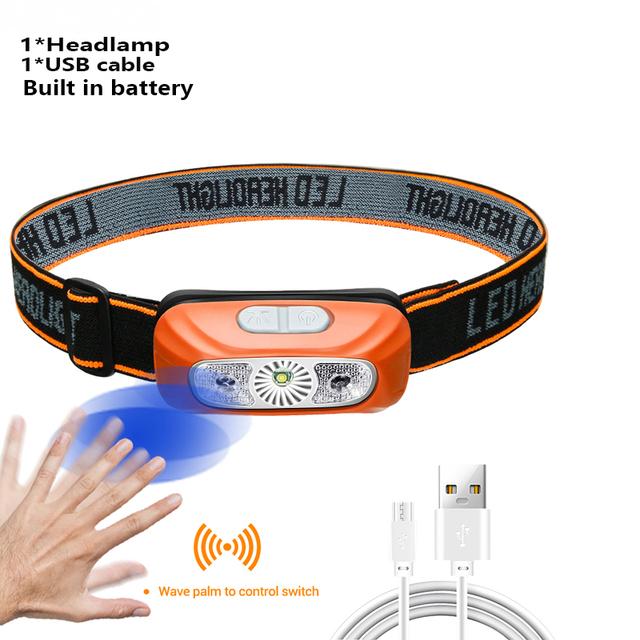 Mini Wiederaufladbare Leistungsstarke Sensor Scheinwerfer Angeln Camping USB Kopf Taschenlampe COB LED Kopf Licht Taschenlampe Scheinwerfer Front Laterne