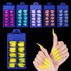 100 PCS/Box Solid Colour False Nail Tips Fake Nails Art Long Stiletto Acrylic Manicure DIY Tools Full Style 20Colors
