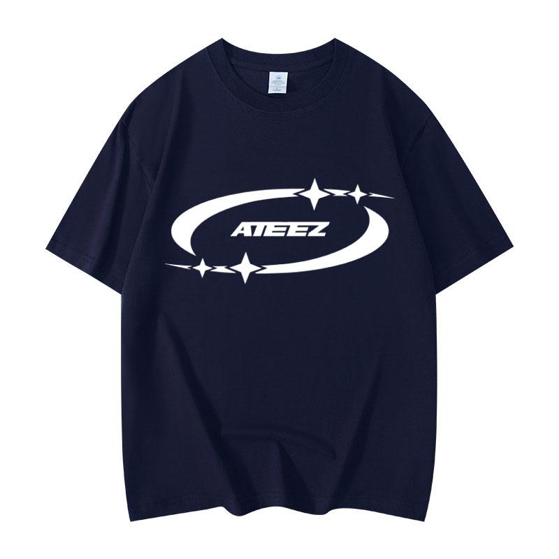 Kpop ATEEZ Tričko s potiskem loga Your Fantasy World Tour Krátký rukáv Pánské Dámské Ležérní Bavlněná Trička Streetwear
