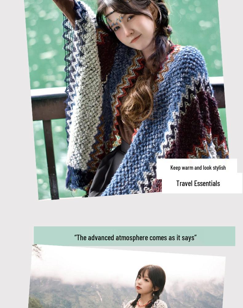 Ethnic Shawl Cape for Travel - Women's Tibetan, Xinjiang, Qinghai, Yunnan Cloak Scarf 