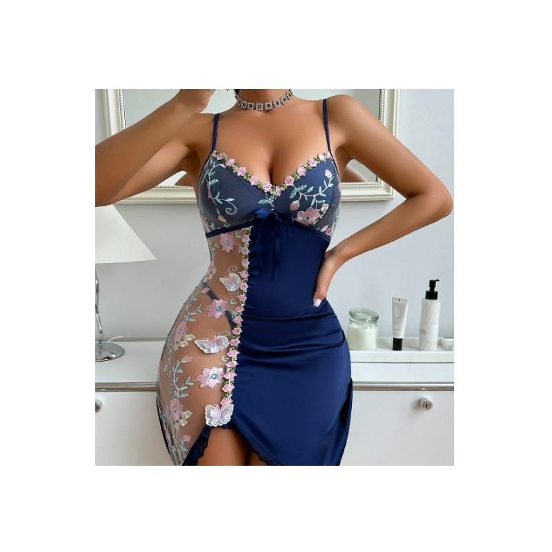 Satin Lingerie Sleepwear For Women With Lace Backless Design For Home Use
