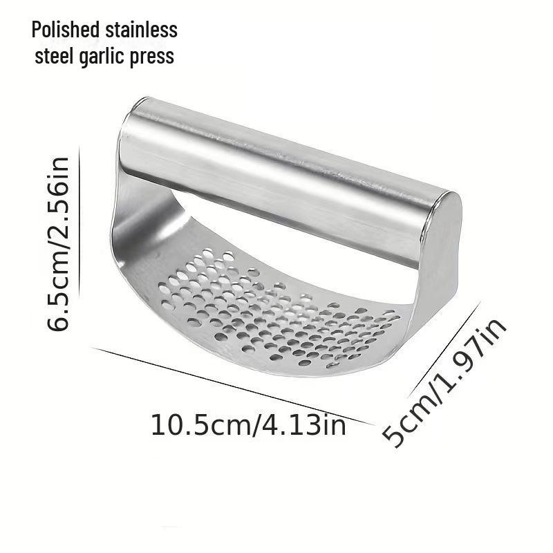 Stainless Steel Garlic Press and Peeler: Manual Household Garlic Pounder and Clip Tool