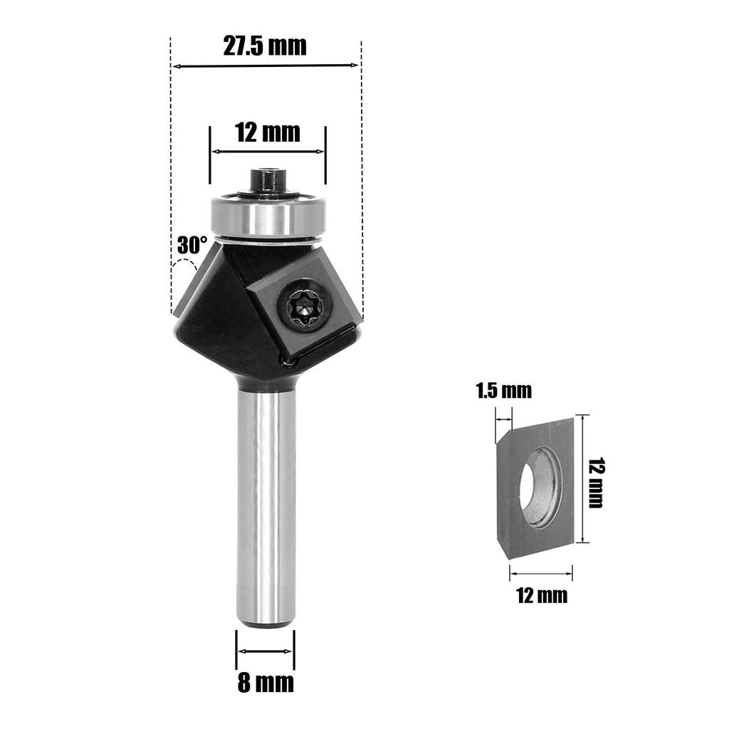 Industrial Grade Disposable Double-Edged Router Bit - Round Nose Angle, 1/4, 6, 8mm Shank for Woodworking.