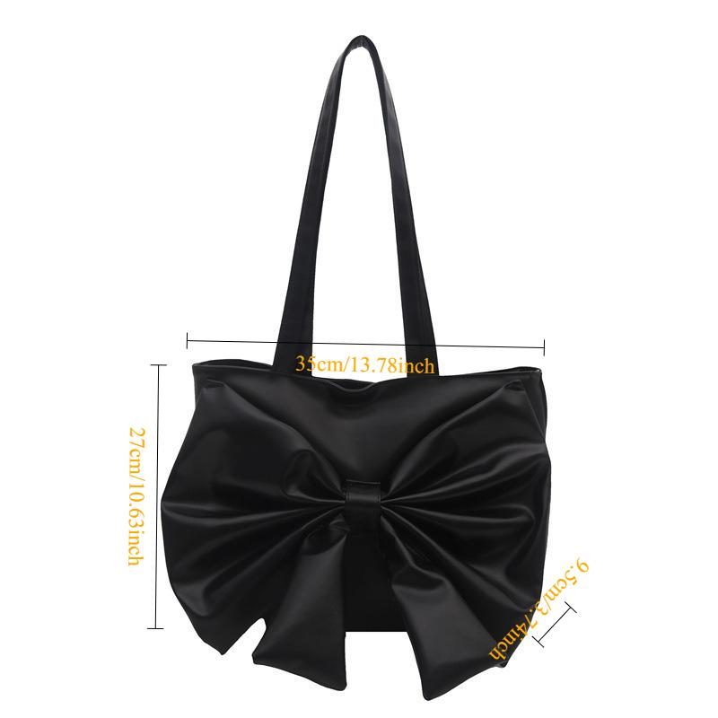 Fashion Shoulder Bag, 2025 New Korean Version Bow Commuting Tote Bag, Solid Color Versatile Casual Bags