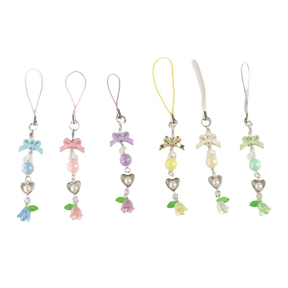 Convallaria Mobile Phone Lanyard Bow Cell Phone Strap Jewelry Gift Bead Phone Chain Woman Girl