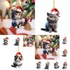 Cartoon Style Christmas Cat Car Pendant Unique Acrylic Backpack Charm For Holiday Cheer