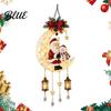 Unique Christmas Exchange Gift Santa Moon Hanging Lamp Iron LED Lighted Ornament Light Glowing Atmosphere for Wall Window Porch Decor Holiday