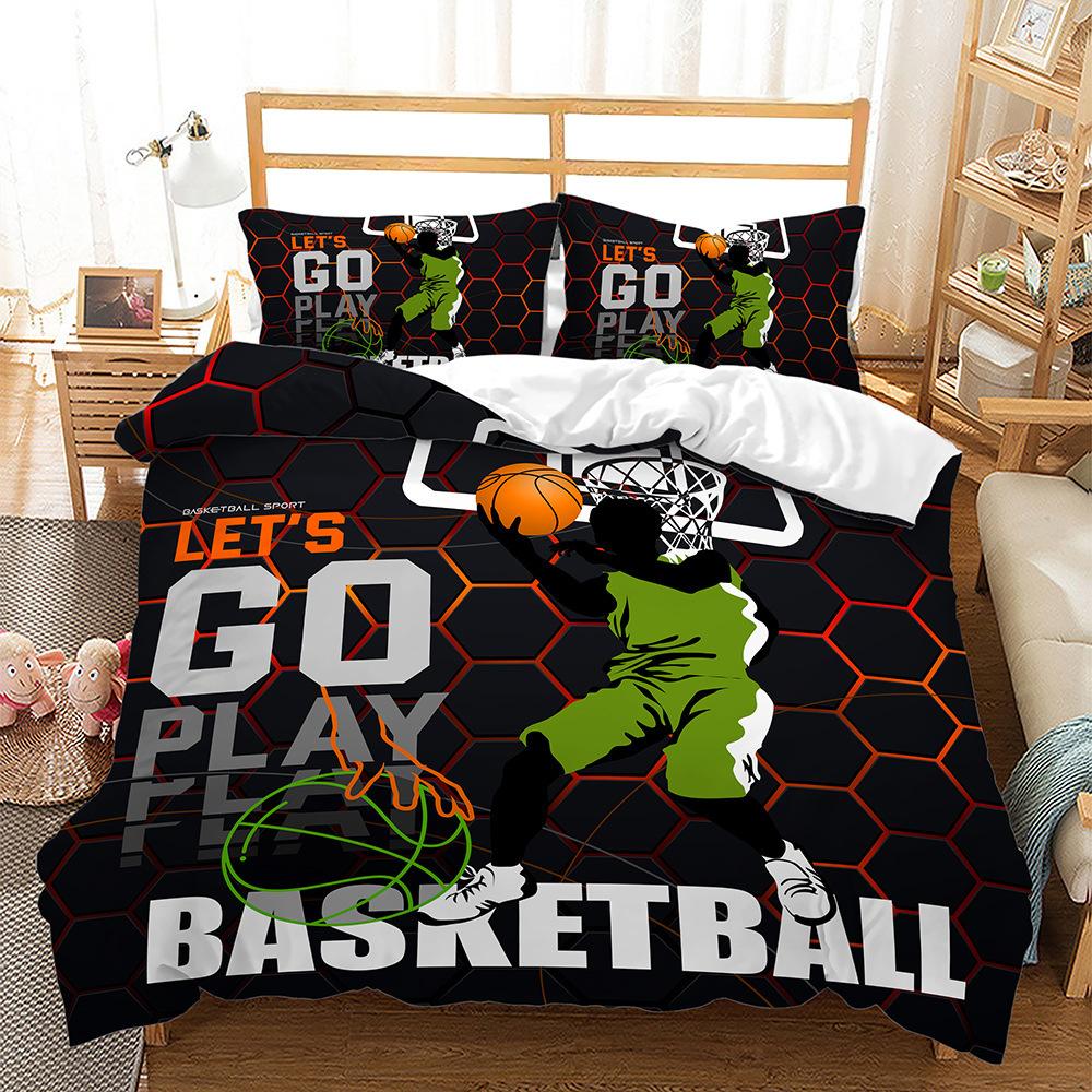 3D Digital Printing Three-Piece Cool Basketball Bedding