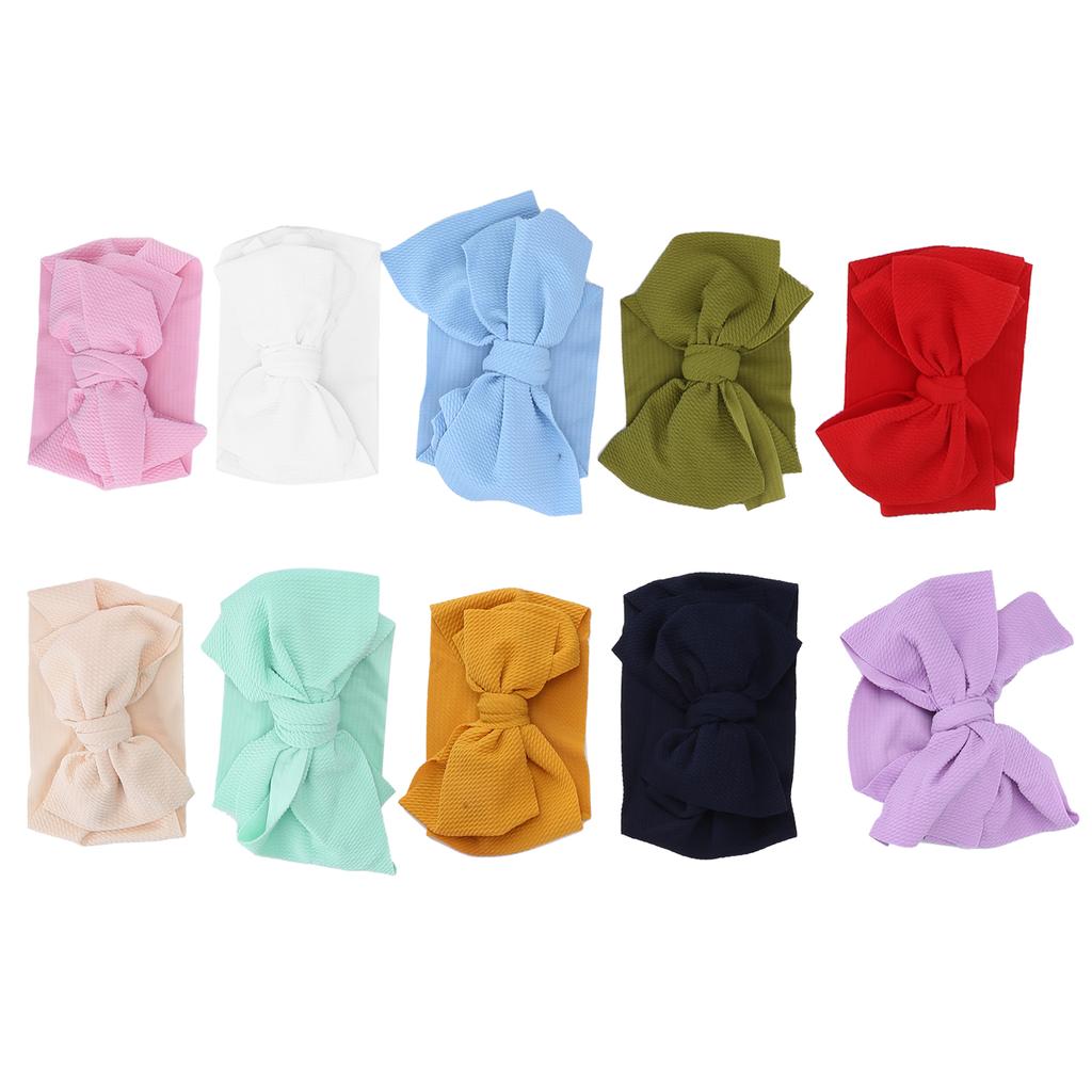 10Pcs Bow Headband Nylon Elastic Head Wrap Hair Band Accessories for Baby Infants Children