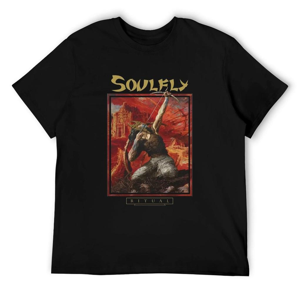 Vintage Ritual of Soulfly Band Cotton Black Full Size Unisex Tee Shirt J731 BlackOne Size