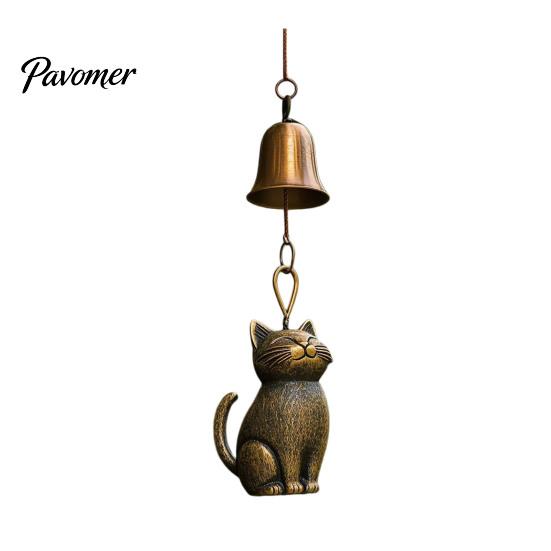 Glücksbringendes Geschenk zum Geburtstag Metallkatze Windspiel, Einzigartige Gartendekoration, Außenstatue Klingeln Exquisite Türhängeornamente Liebhaber, Windspiele Glocke