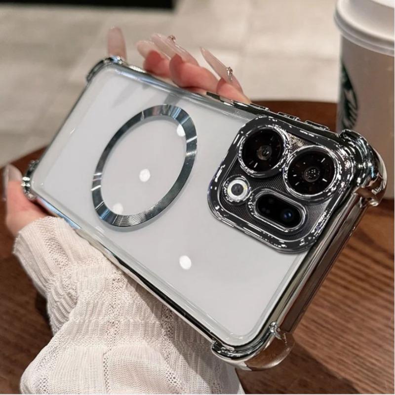 Magnetic Wireless Charging Cover For OPPO Find X9 Pro Plating Soft Silicone Transparent Lens Film Shockproof Case For Find X9 X9Pro