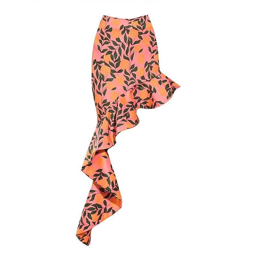 

Праздничная юбка-миди бодикон с растительным принтом - европейский и американский дизайн Medium розовый