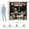 Halloween 'GET NAKED' Shower Curtain Set - Skeleton & Cat, 12 Hooks, Water-resistant Polyester, Machine Washable, All-season
