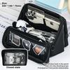 Large Capacity Pencil Bag 9-Layer Double Sided Detachable Pen Case Multifunctional Storage Bag Simple Flip Stationery Bag