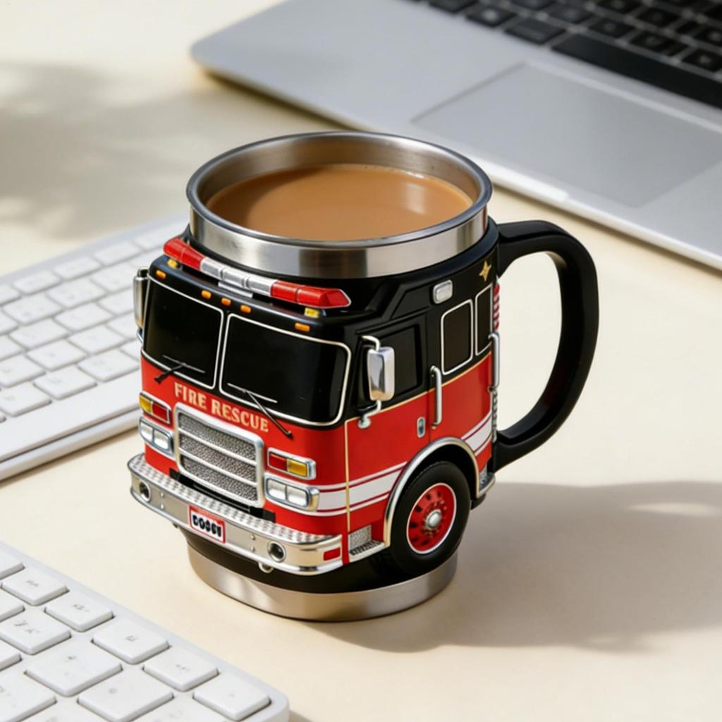 Funny Mugs for Men Leakproof Stainless Steel Drinkware Firefighting Coffee Mugs Tea Cup for Thermos Cup Juice Dad Brother