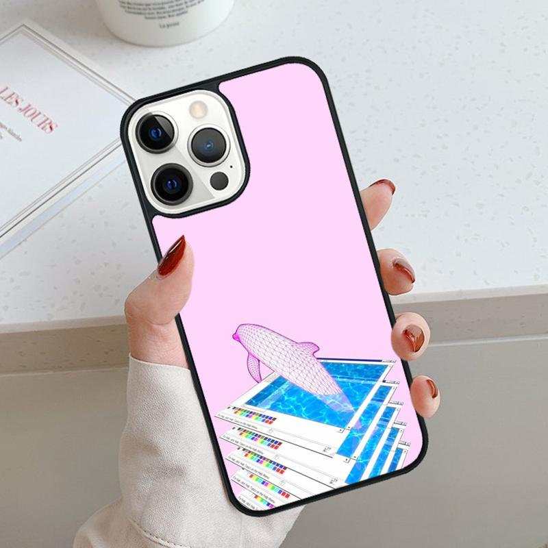 Vaporwave Dolphin Phone Case For iPhone 17 Air 11 12 13 14 15 16 Pro Max Cover For iPhone 17 Air Max Plus Coque Shell