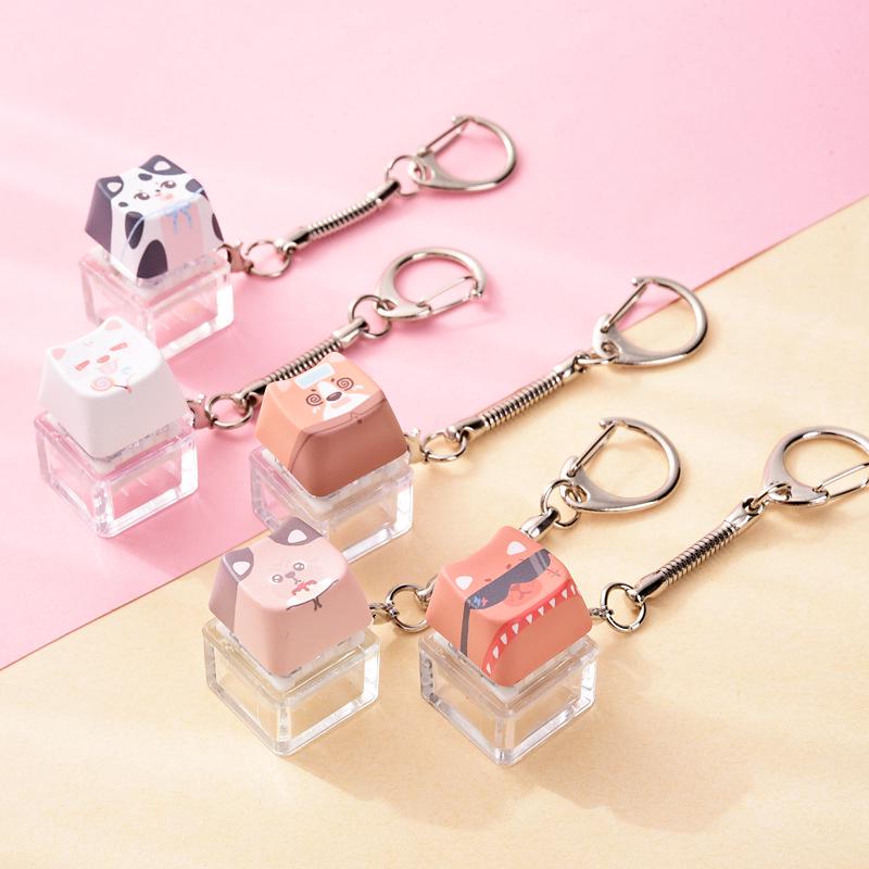Adorable Dog PBT Stress Relief Keycap Pendant Keychain