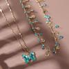 Zircon Clavicle Chain Rhinestone Shiny Choker Elegant Butterfly Necklace  Women