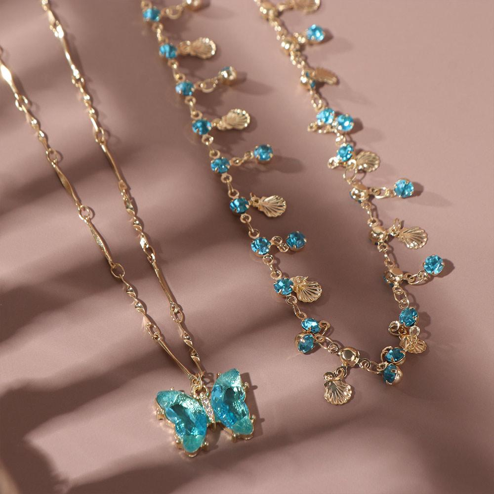Zircon Clavicle Chain Rhinestone Shiny Choker Elegant Butterfly Necklace Women