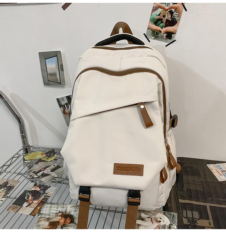 

School bag male casual versatile simple junior high school college student backpack travel large capacity computer backpack female білий