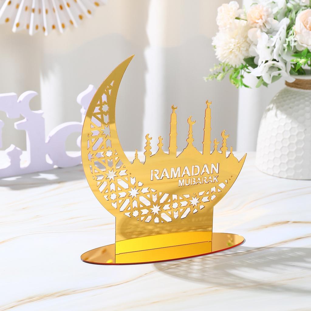 Ramadan Tray Table Centerpieces Plate Acrylic Ramadans Eid Mubarak Decorations for Home 2026 Islam Muslim Festival Party Gifts