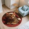 Christmas Cat pattern round rug,Carpet Rug for Living Room Bedroom Playroom ,Non-slip Floor Mat,Holiday Gifts and Birthday Gifts.