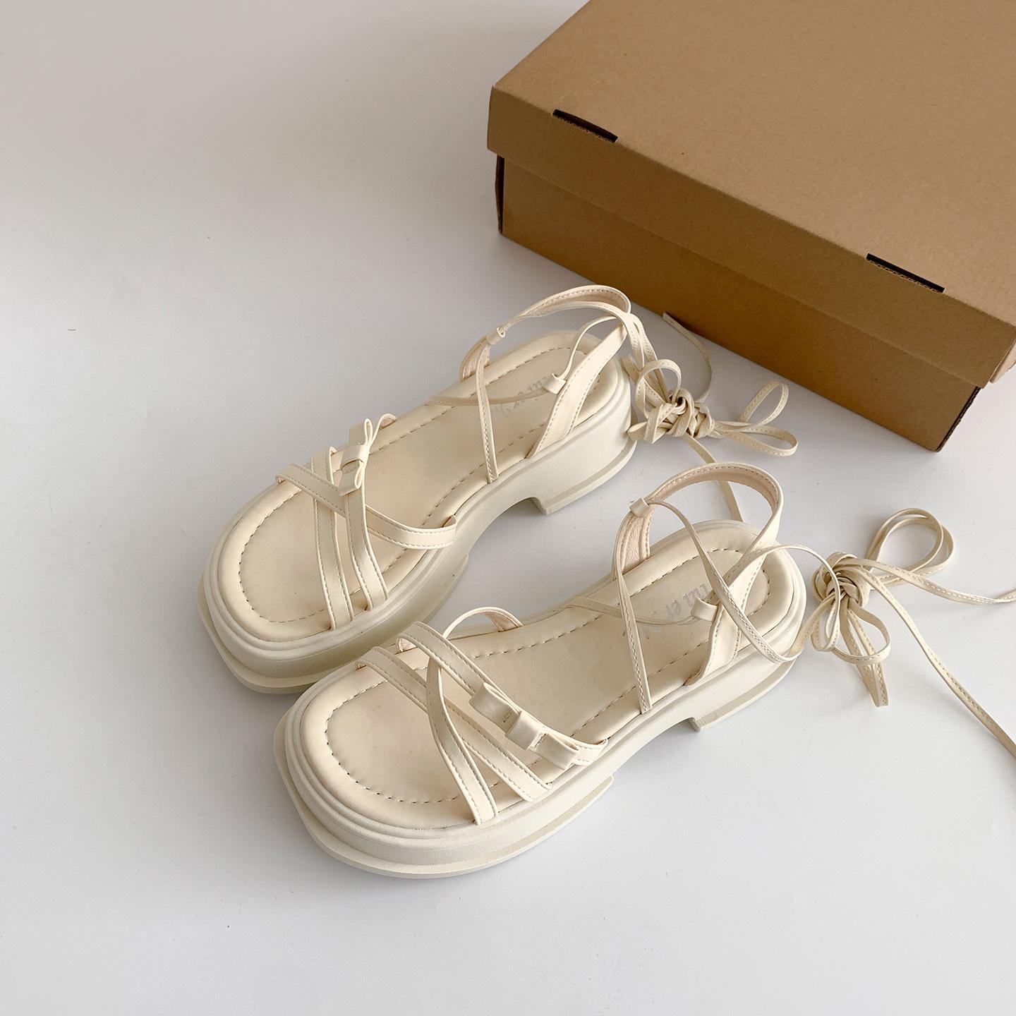 

Black French fairy wind platform sandals women s 2025 new summer with skirt high-end straps Roman shoes 40 бежевый