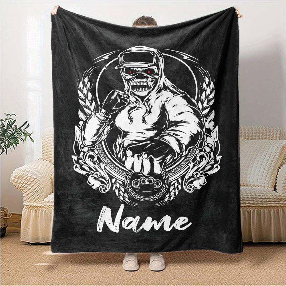 Custom Name Boxing Theme Printed Blanket - Perfect for Couch, Bed, Travel & Outdoor Use | Machine Washable, Cozy & Durable.
