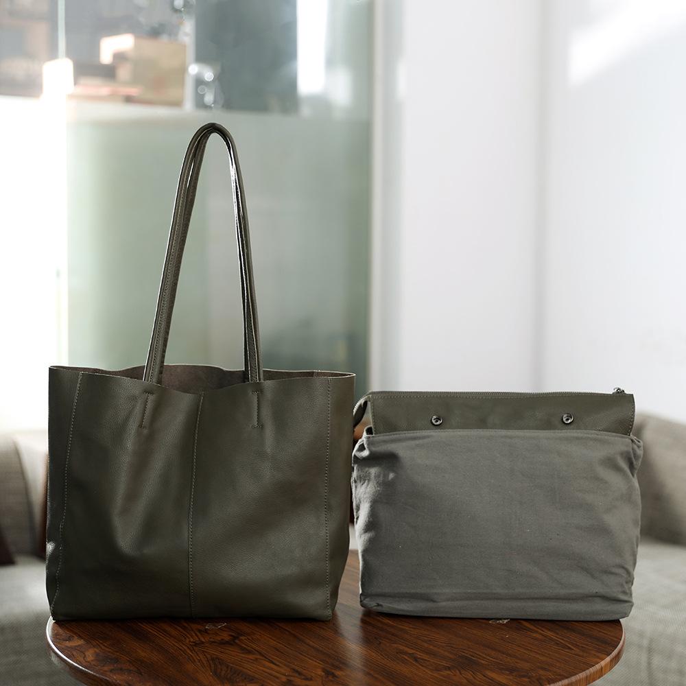 Top-grain Cowhide Large Shopping Bag Genuine Leather Women's Casual and Simple Tote Mother Bag Women's Designer Luxury Bag
