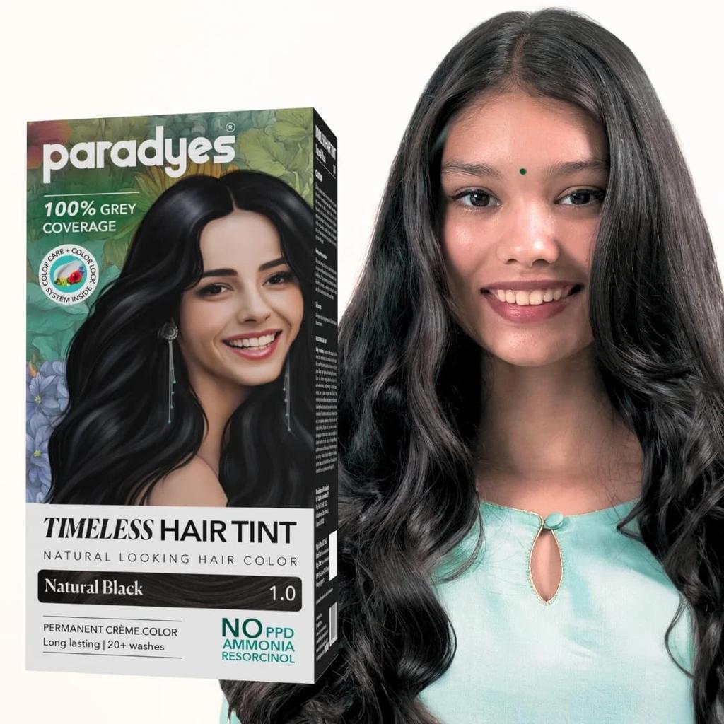 Paradyes Timeless Hair Tint, 1.0 Natural Black Color 120gm