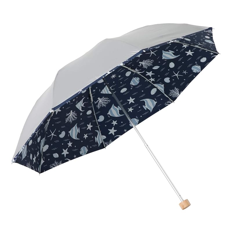 

parasol lightweight folding ladies For both rain and shine UV cut shading heat shield Cool Umbrella [LIEBEN-0590(0577)] (Marine)
