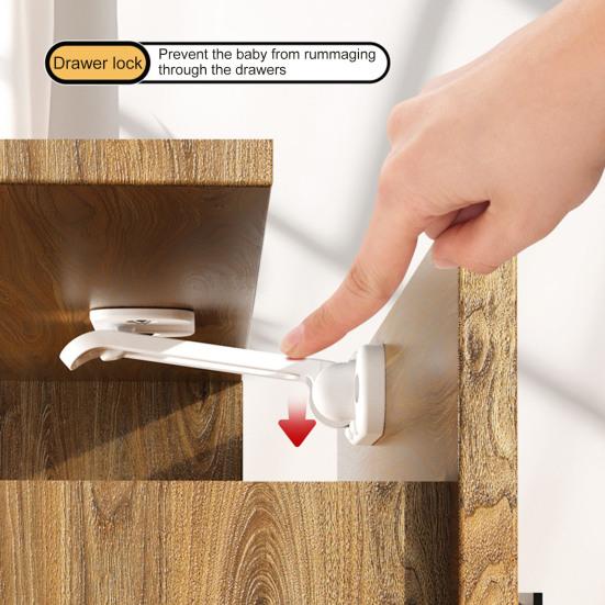 10Pcs Child Safety Cabinet Child Proof with Long Locking Cabinet Lock Lock Hidden Arm Adhesive Cabinets