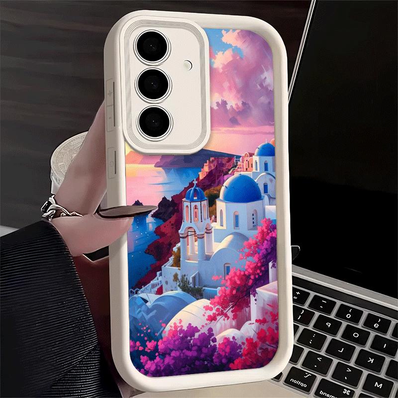 Phone Case for Samsung Galaxy A17 A16 A15 A14 A13 Santorini Greece Summer A56 A36 A26 A55 A35 A25 A54 A34 A24 A53 A33 A23 A07 A0