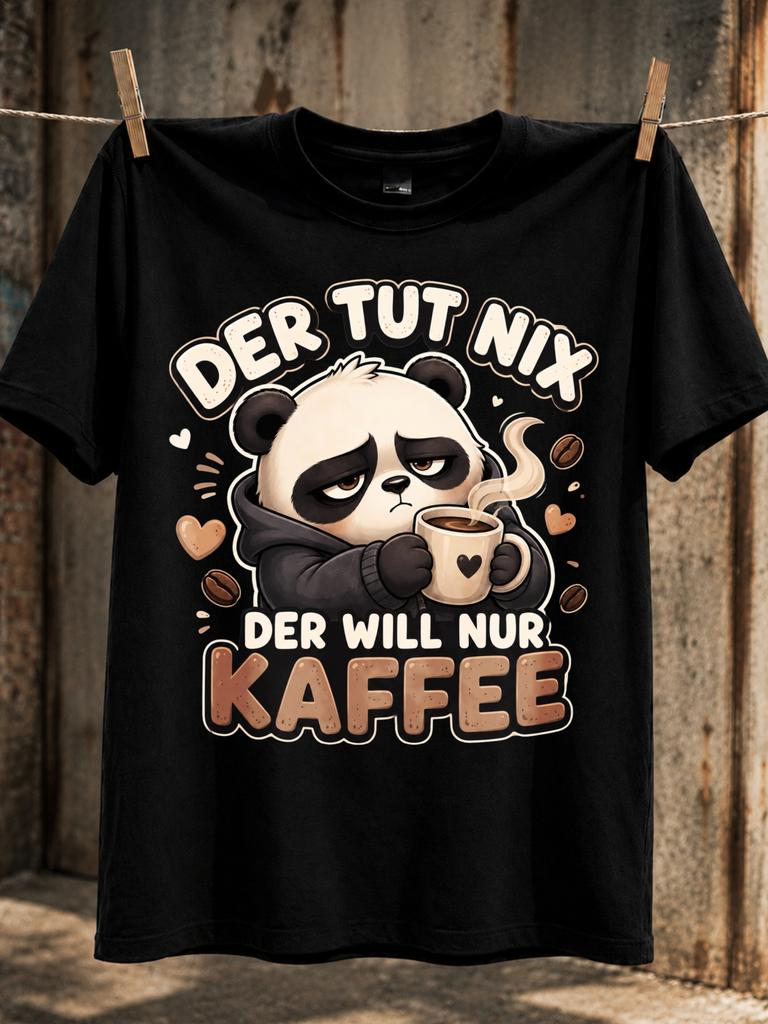 Gerunisex Just Wants Coffee Panda Tired Panda Holding Coffee In A Cozy Look Cute Muted Cartoon Style Unisex All Tshirt