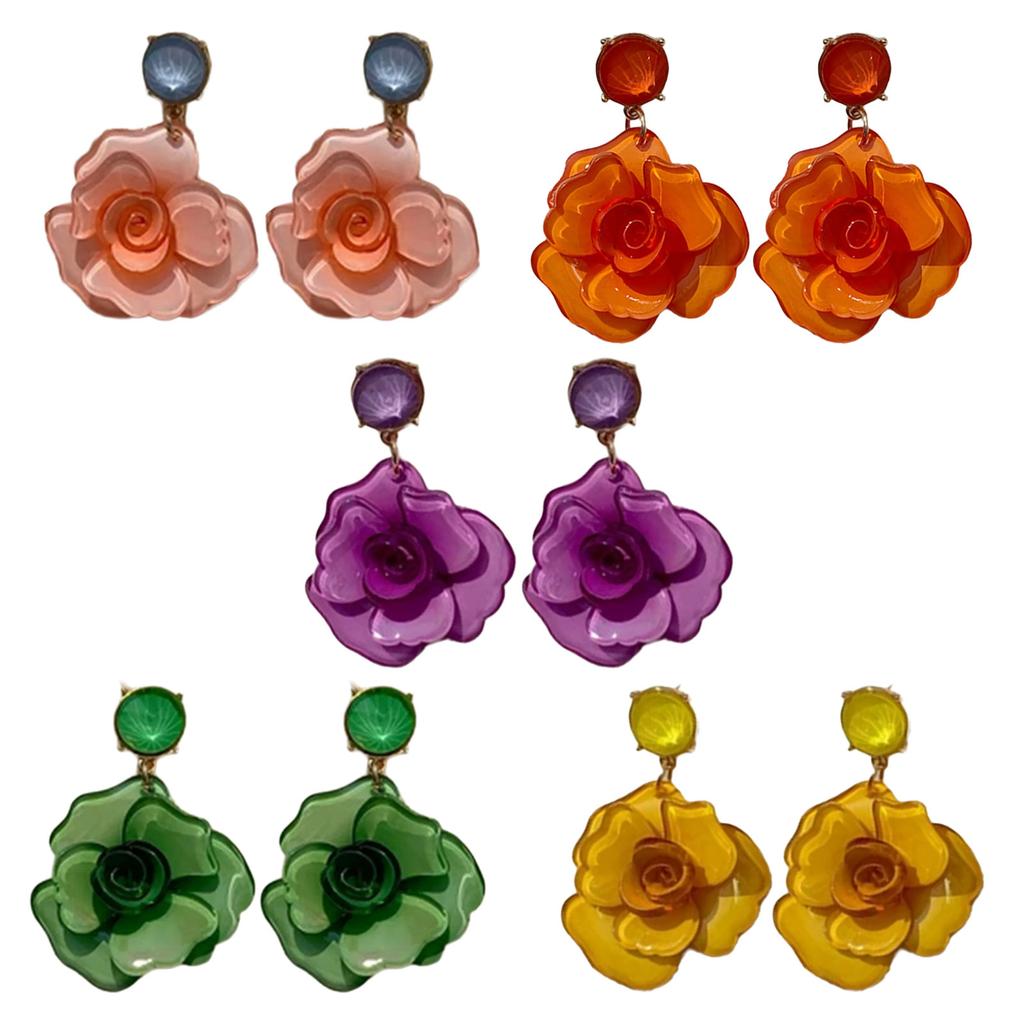 Elegant Rose Flower Dangle Earrings Alluring Flower Drop Earrings Jewelry Attractive Dangle Ear Studs for Daily Wear