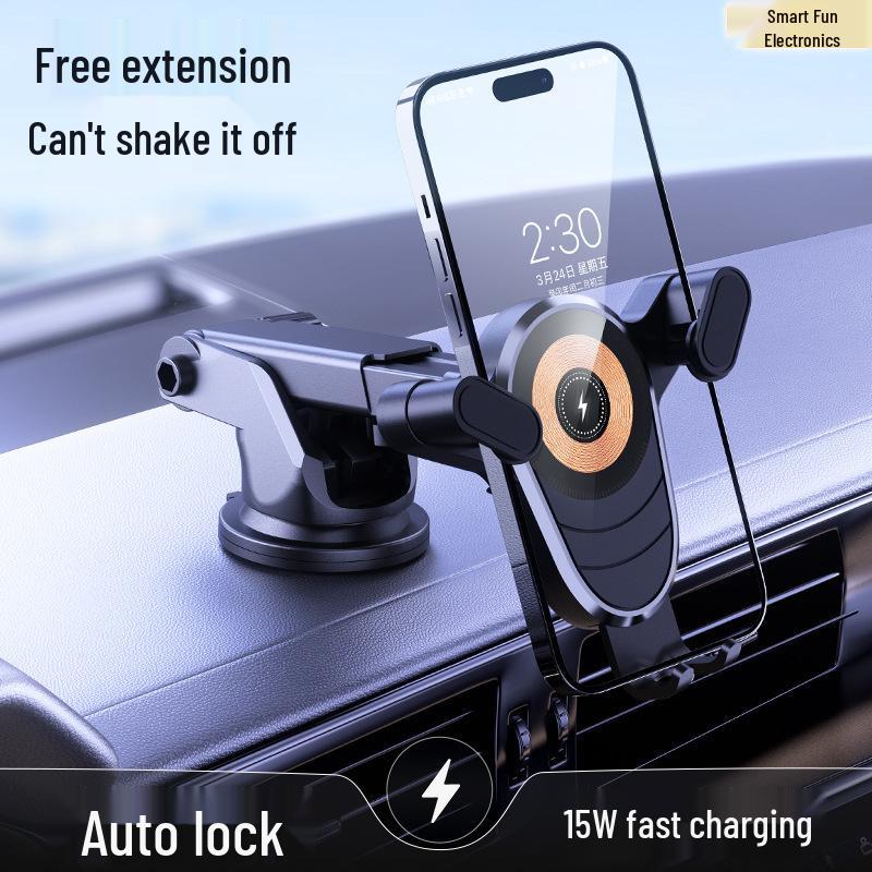 2026 Model Retractable 360° Rotating Car Phone Holder with 15W Fast Charging