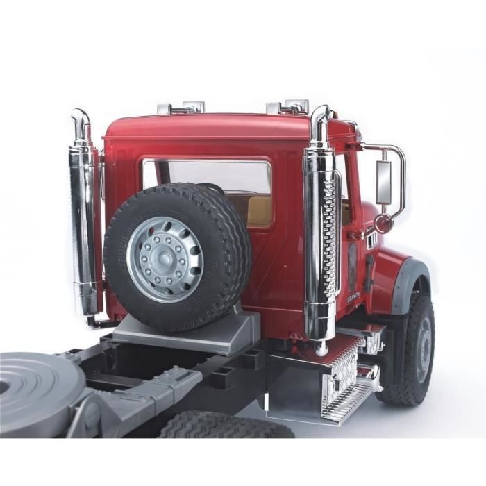 Mack Transport Truck with JCB 4CX Backhoe Loader - Bruder - Scale 1:16e - Red