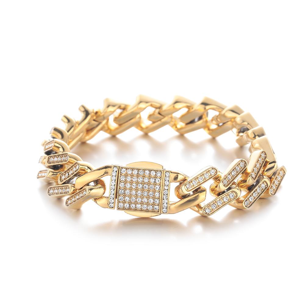 European and American Men's Exaggerated Diamond-shaped Gold Cuban Accessories Necklace Bracelet Jewelry Personalized Trend Jewelry Accessories 2026