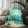 Tropical Beach Print Microfiber Flannel Cover Blanket Bedroom Living Room Sofa Soft And Comfortable Home Decoration
