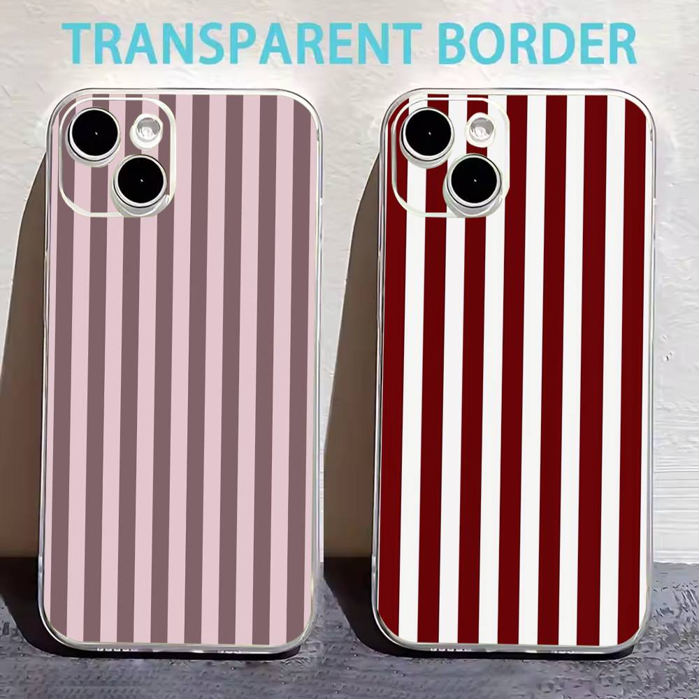 Stripe pattern Phone Case For iPhone17,16,15,14,13,12,11 Plus,Pro Max Soft Transparent Cover
