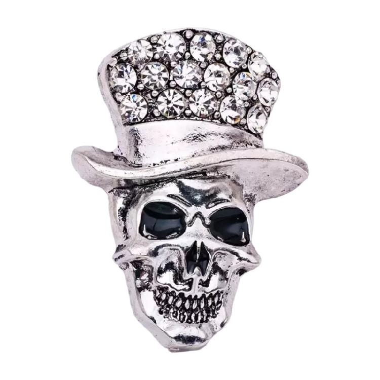 Unique Sparkling Pin Skull Clothing Jewelry with Artificial Crystal Skull Badge Suitable for Daily Wear Special Occasion