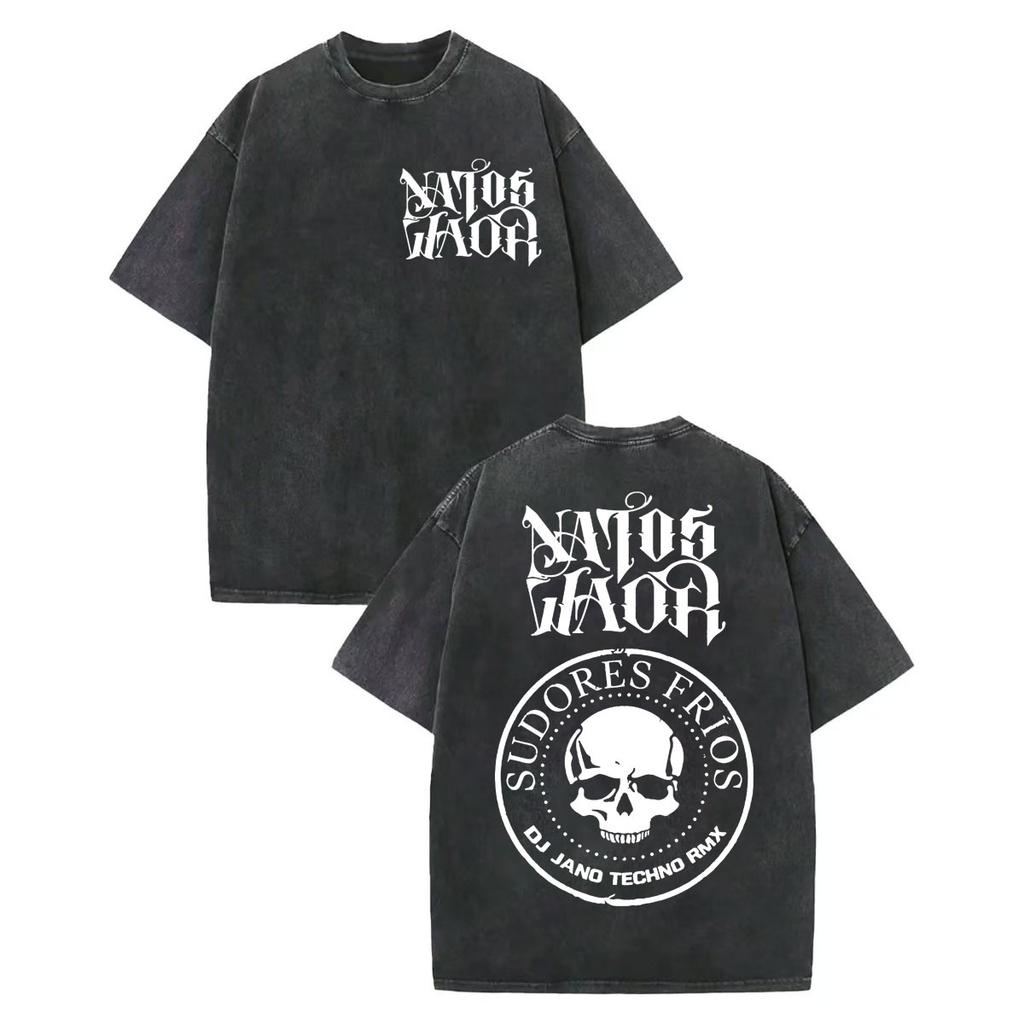 Vintage Gewaschenes Rap Duo Natos Y Waor T-Shirt Musikalbum Hijos De La Ruina Merch T-Shirt Herren Damen Modetrend T-Shirts