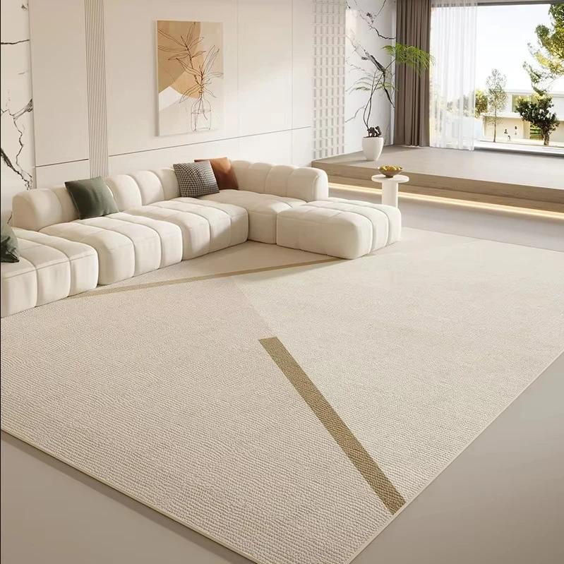 Cream Style Line Living Room Floor Mat, Large-Sized Sofa, Coffee Table Blanket, Bedroom Carpet, Home Decoration