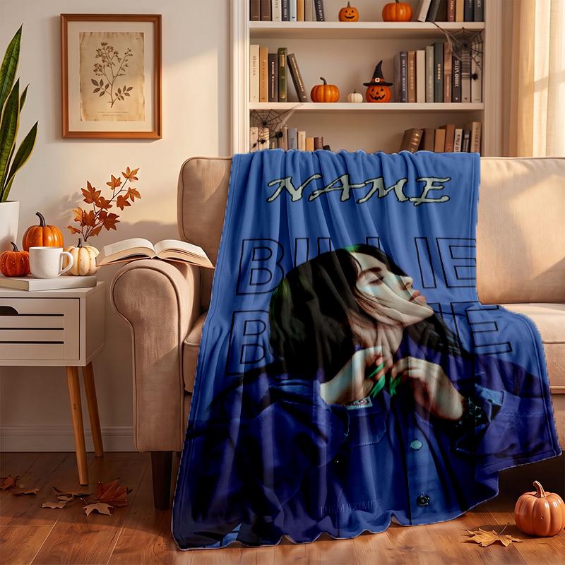Billie Eilish Benutzerdefinierte Flanelldecken Weiche Warme Gemütliche Überwürfe für Heimdekoration Feiertagsgeschenke
