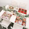 Christmas Table Mat,42x34cm Santa Napkin Cloth Napkins Tablecloth,Non Slip Seasonal Fabric Placemat,Festival Decorative Coaster