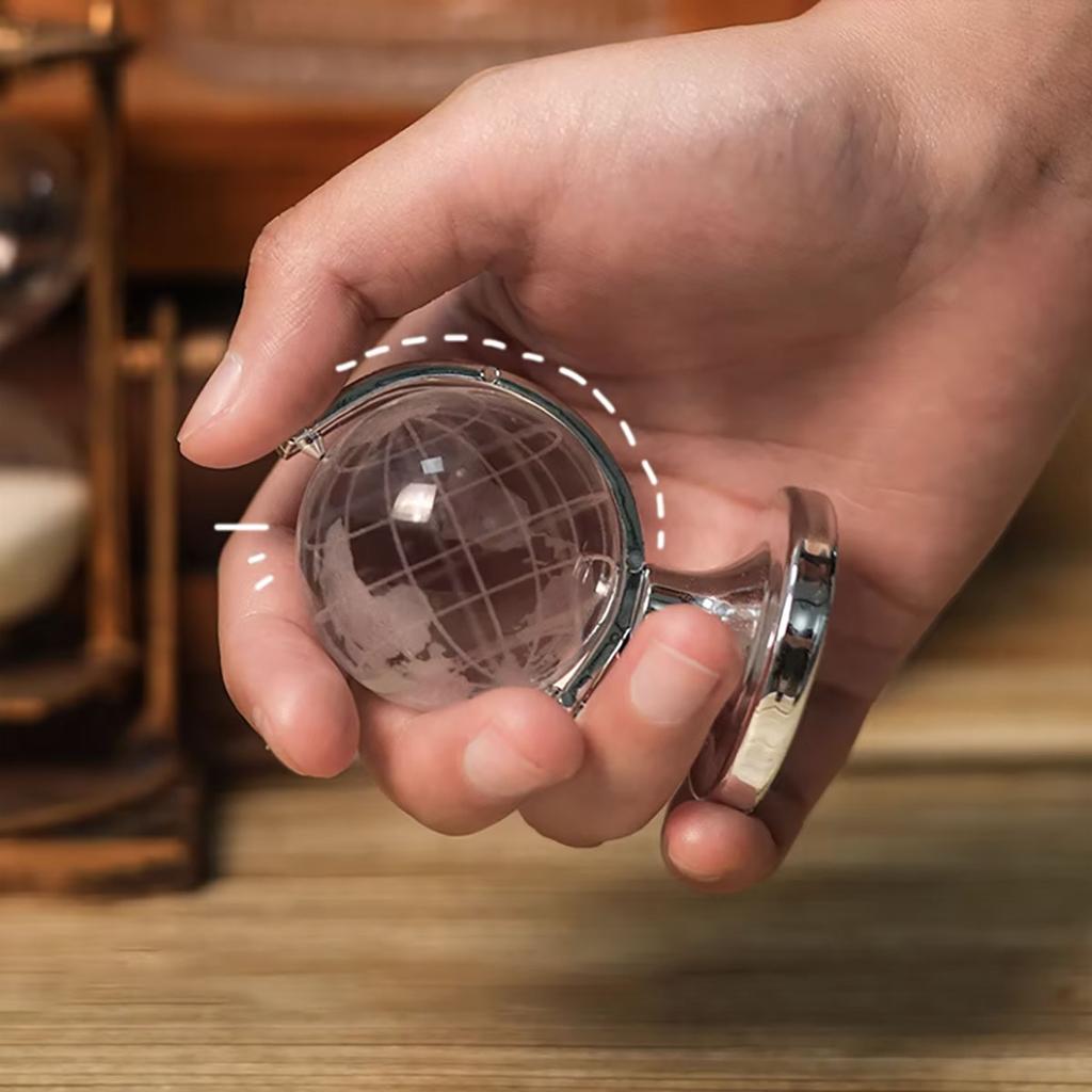 Mini globo di cristallo portatile semplice incisione mappa del mondo sfera di vetro borosilicato alto tavolo arti decorative e artigianato