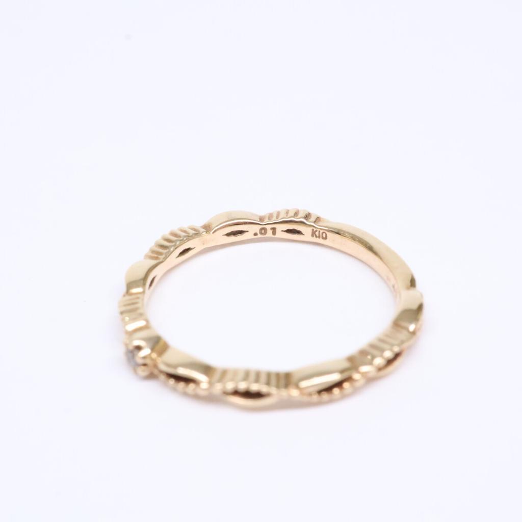 NOJESS [Excellent condition] K10 0.01 1P Diamond and K10 0.03 5P Diamond Pinky Rings, 2 pieces in total Ring ring Yellow GoldUsed