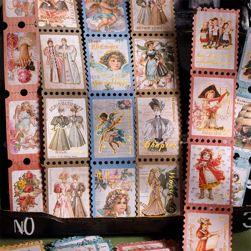 Schöner Tag Retro Vergoldete Kassenbon-Aufkleber - Alte Ticket-Serie, 4 Stile, 20 Blatt/Packung